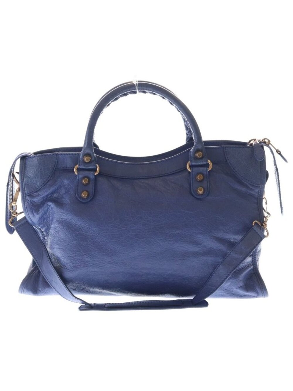 Balenciaga Giant City 2-Way Shoulder Bag Blue Leather Pink Gold - Picture 2 of 7
